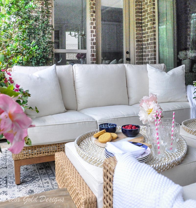 Summer patio reveal beautiful sofa 