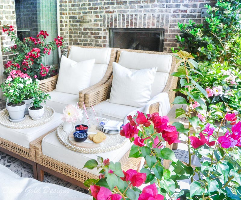 Summer patio reveal beautiful furniture flowering plants