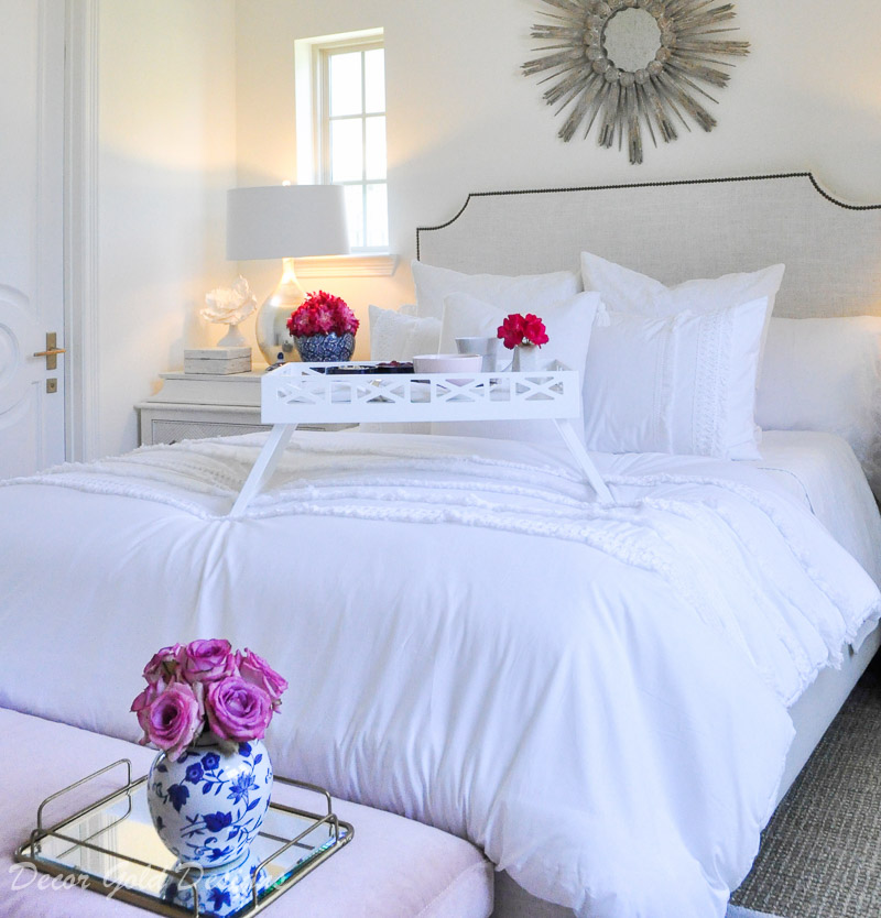 Wow your guests beautiful bedroom white bedding 