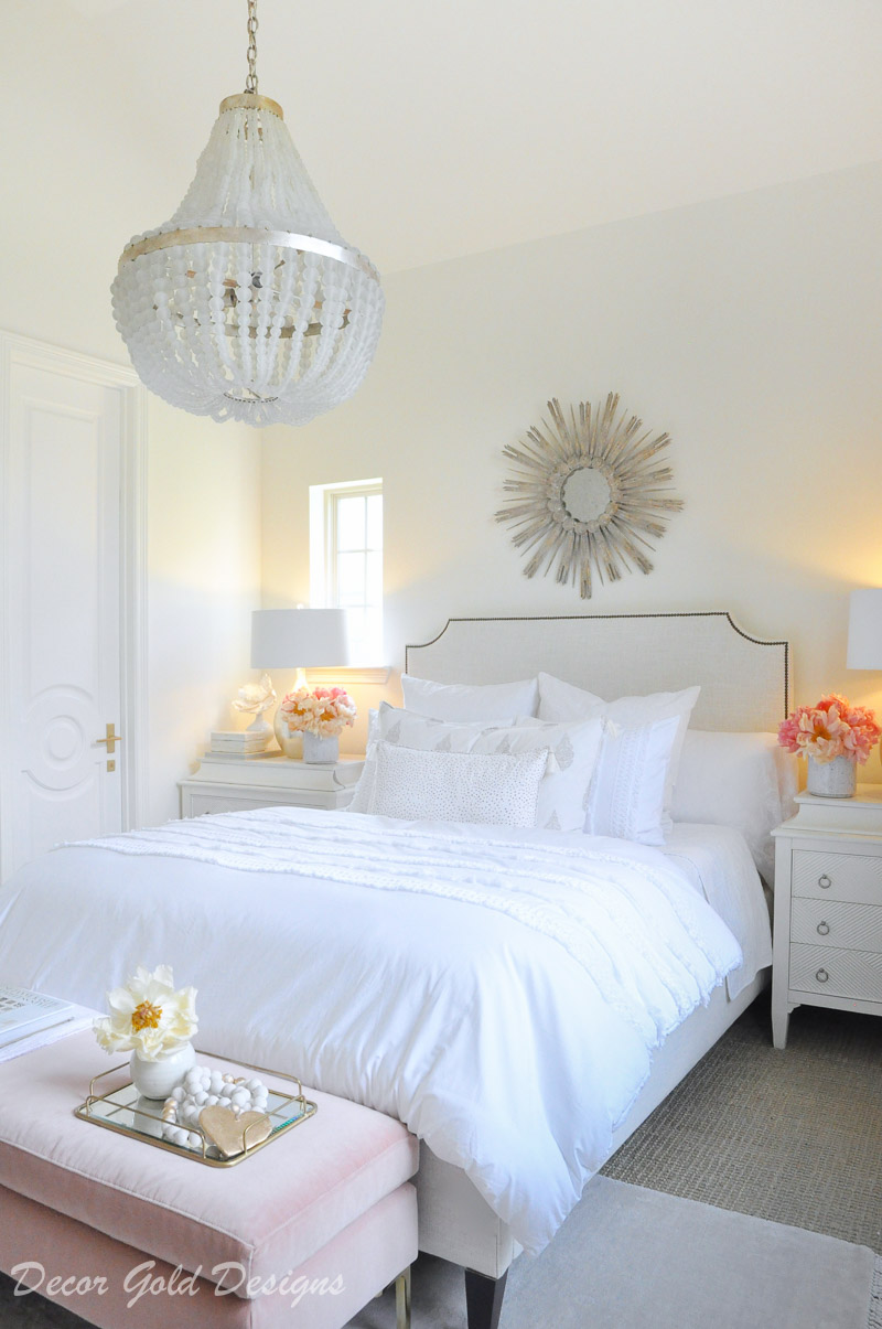 Create a beautiful designer bedroom white beaded chandelier