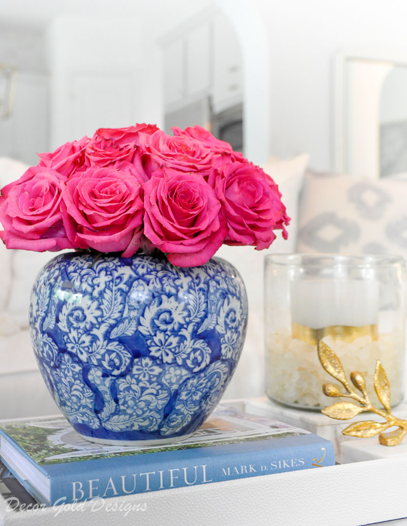 Summer home tour styled ginger jar roses