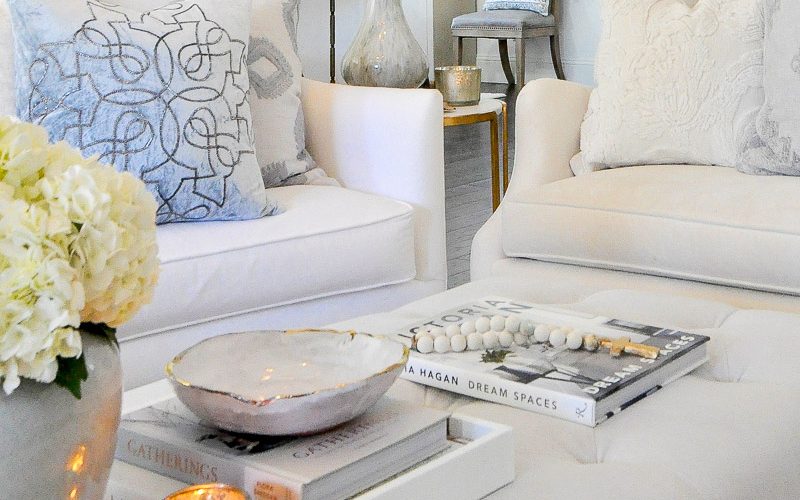 Coffee table styling white living room