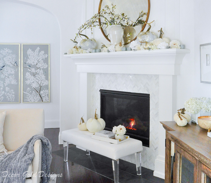 Beautiful fall home tour beautiful living room mantel hearth decor