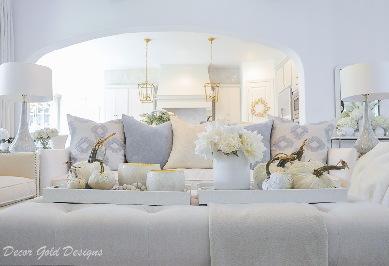 fall home tour beautiful white blue living room