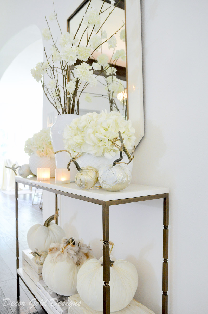 fall home tour white pumpkins beautiful console table decor