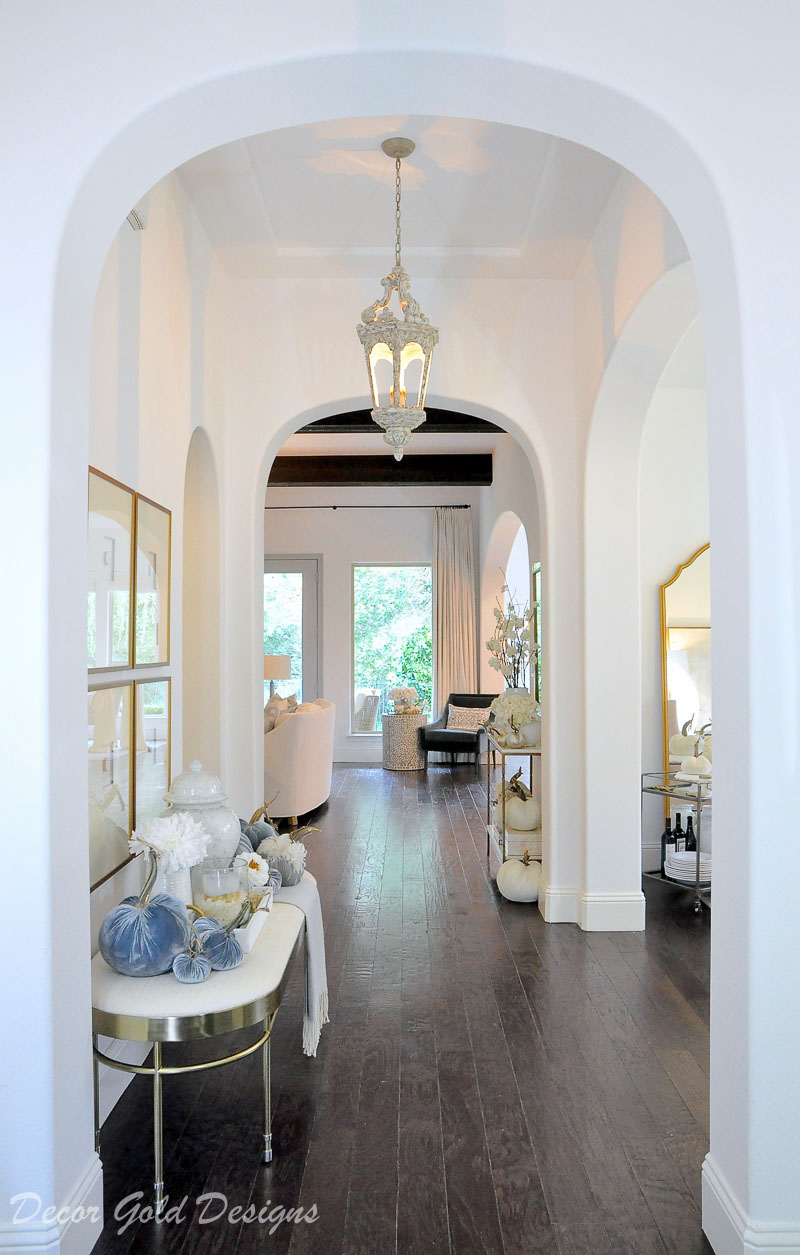 Elegant fall decor styled bright beautiful entryway 
