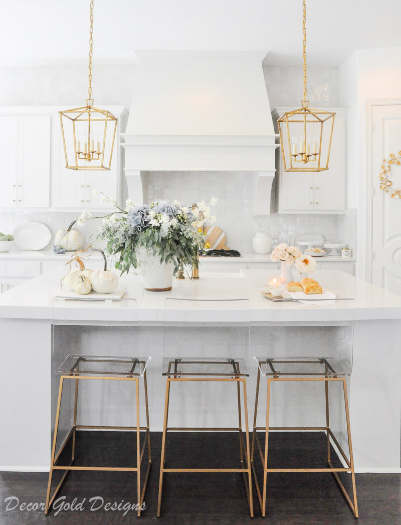 fall home tour white kitchen gold accents beautifully styled decor