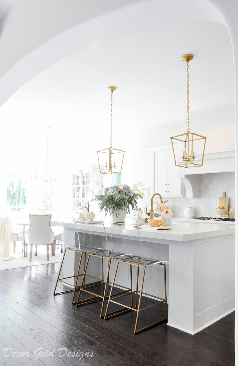 fall home tour white kitchen gold accents beautifully styled 