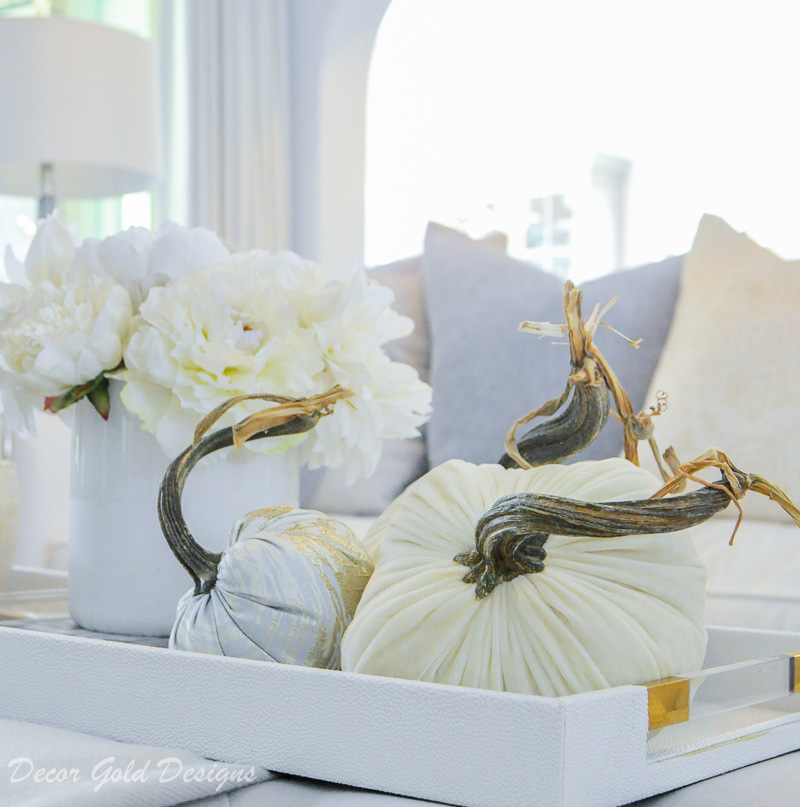 Beautiful fall home tour white velvet pumpkin decor Hotskwash