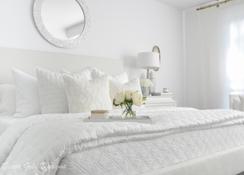 Master bedroom refresh white bed bedding