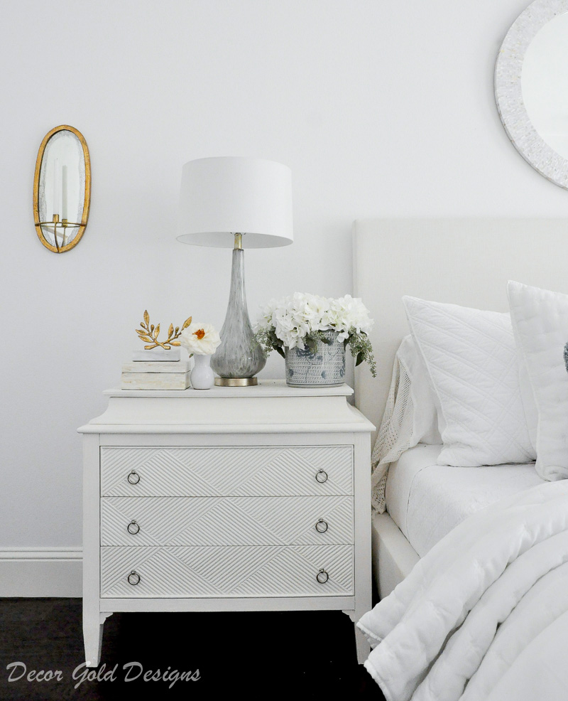 Master bedroom refresh white nightstand