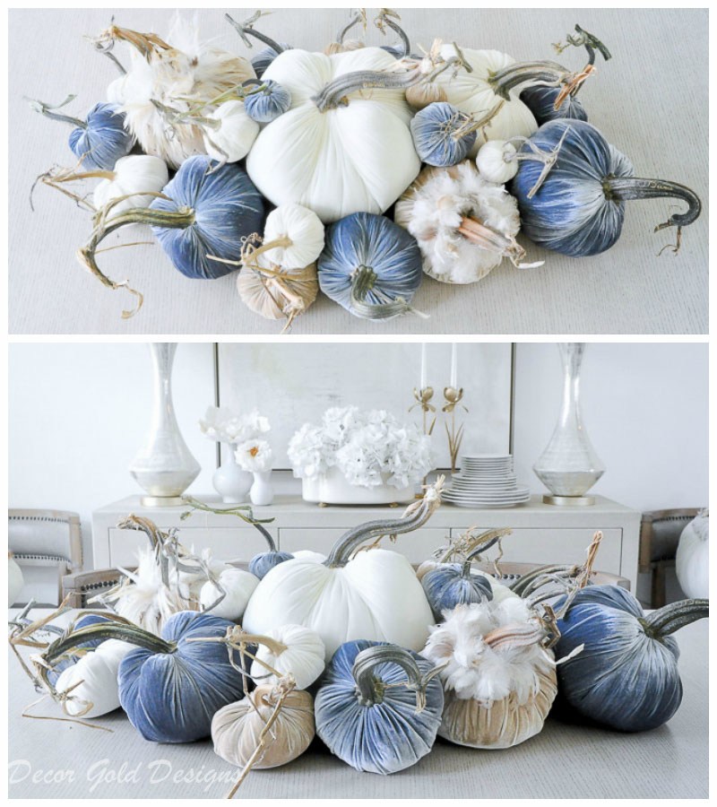 tabletop pumpkin styling neutrals blues