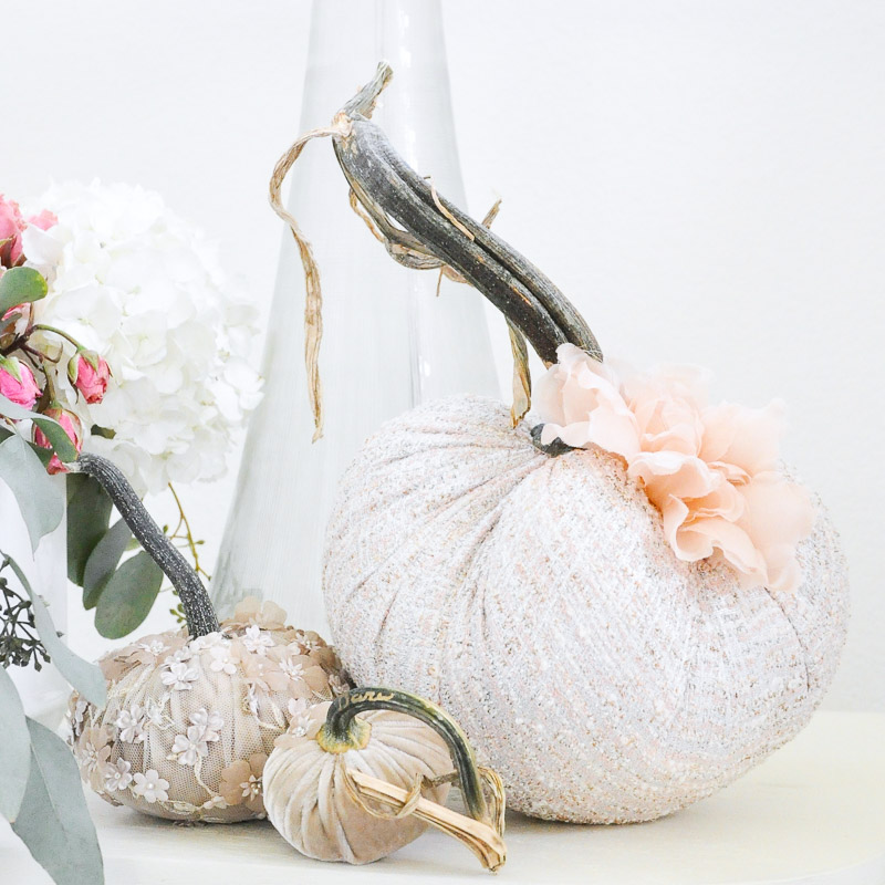 Velvet boucle pumpkin decor flowers