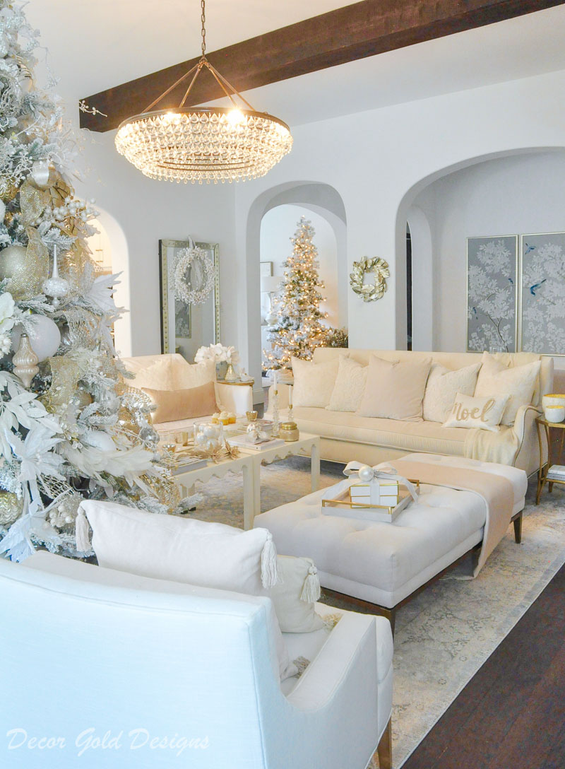Bright White Christmas Living Room - Decor Gold Designs