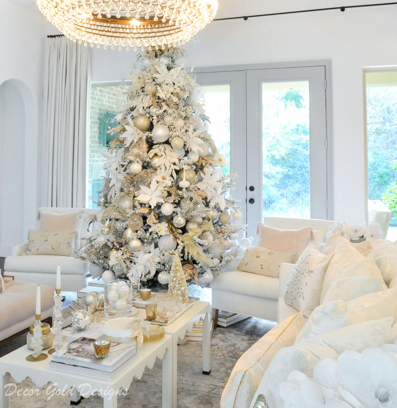Bright White Christmas Living Room - Decor Gold Designs