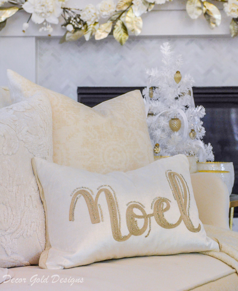 White and gold christmas pillows hotsell
