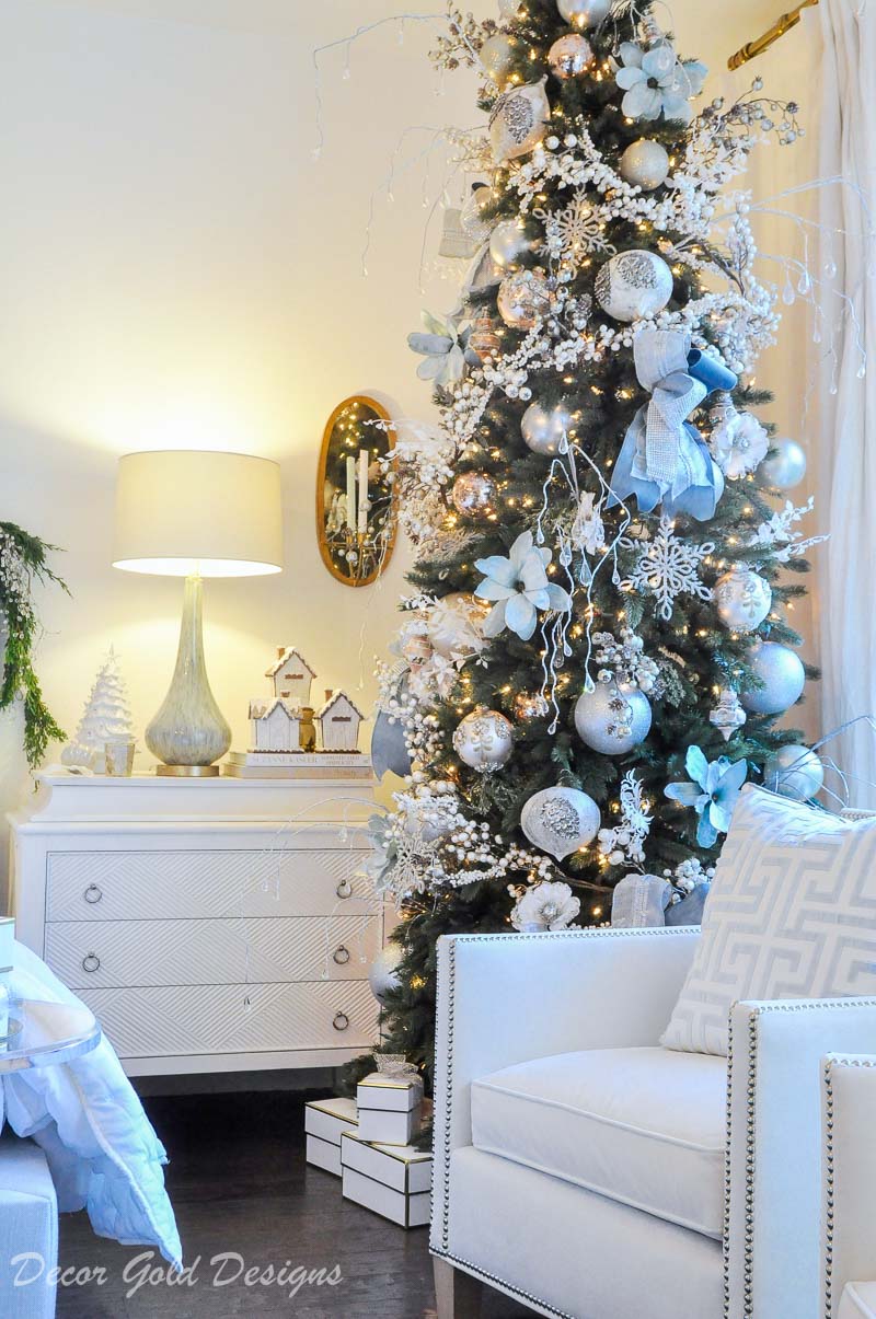 Christmas bedroom beautiful tree well decorated 