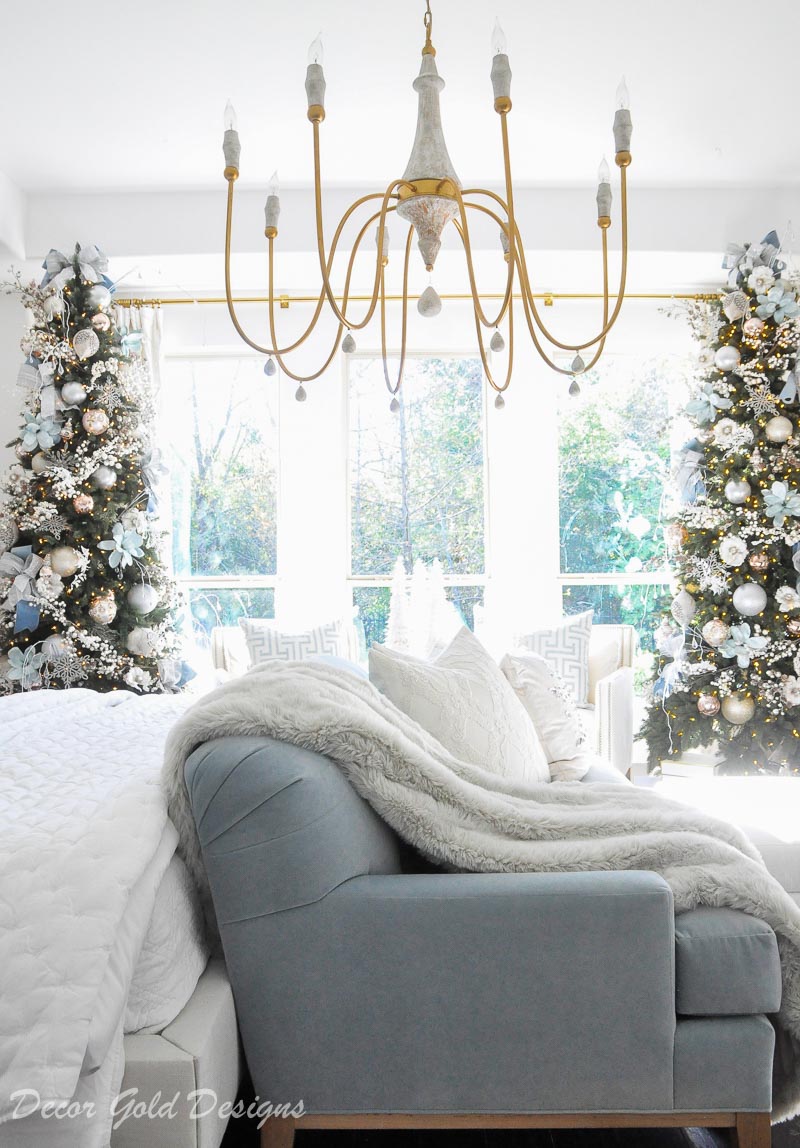 Beautiful Christmas bedroom two decorated trees