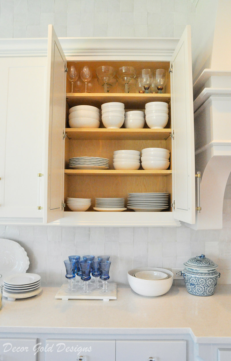 Kitchen organization project upper cabinet everyday dinnerware glassware