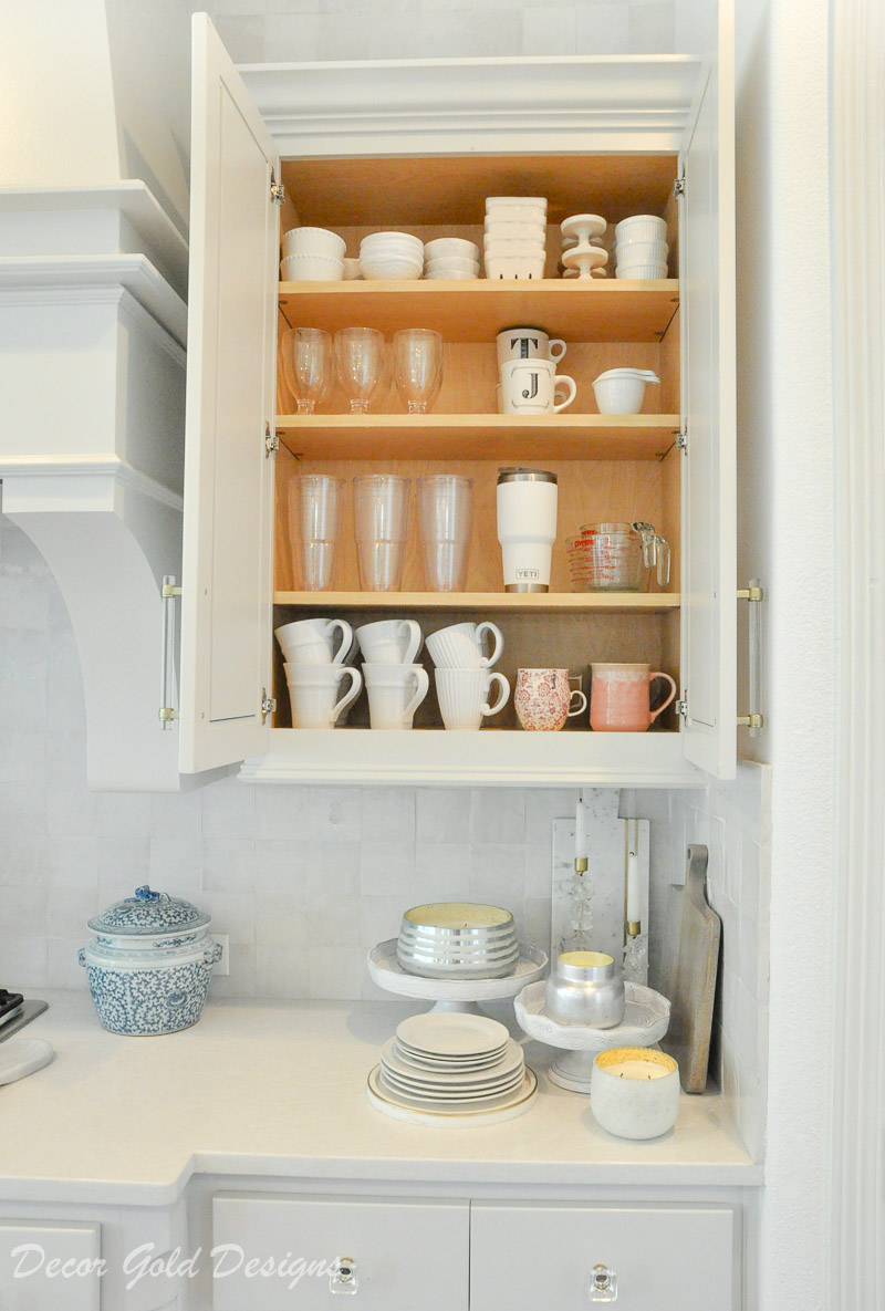 Kitchen organization project upper cabinet everyday cups mugs