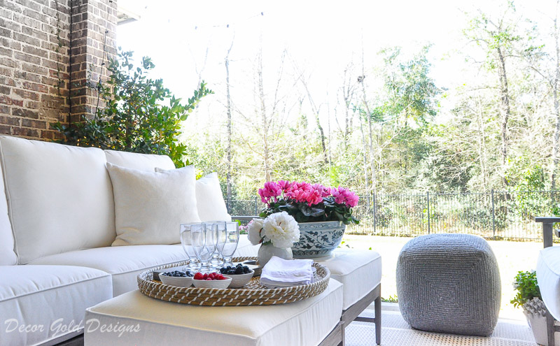 Spring ready patio gray pouf