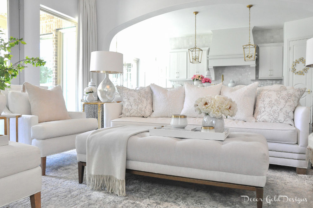 Spring home tour living room white furnishings