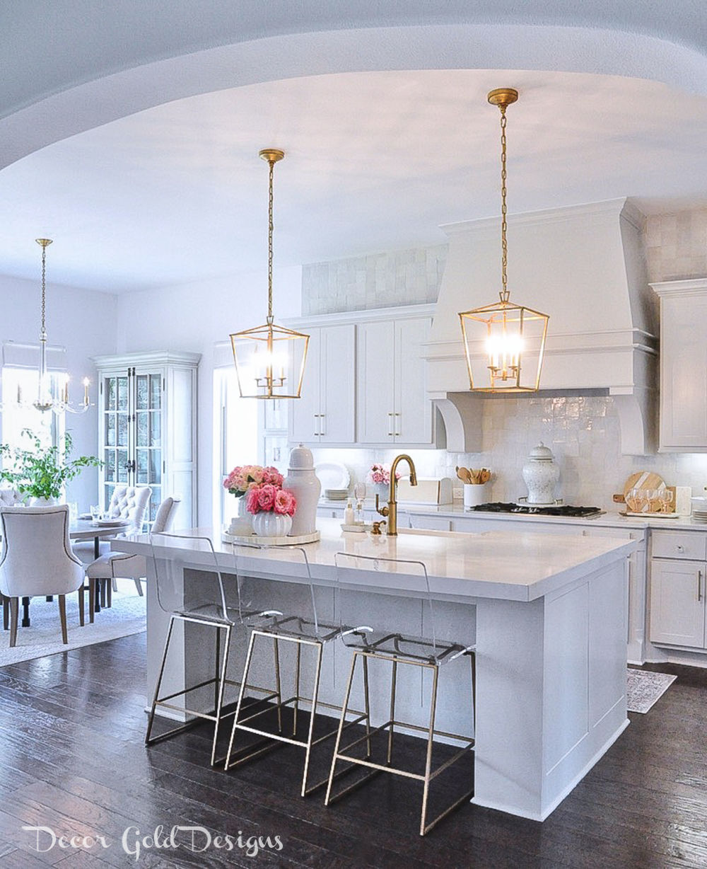 Spring home tour bright white kitchen gold accents