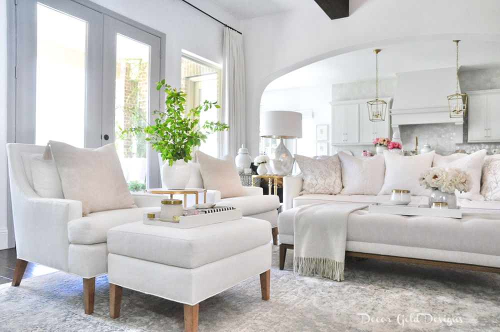 Spring home tour living room white furnishings