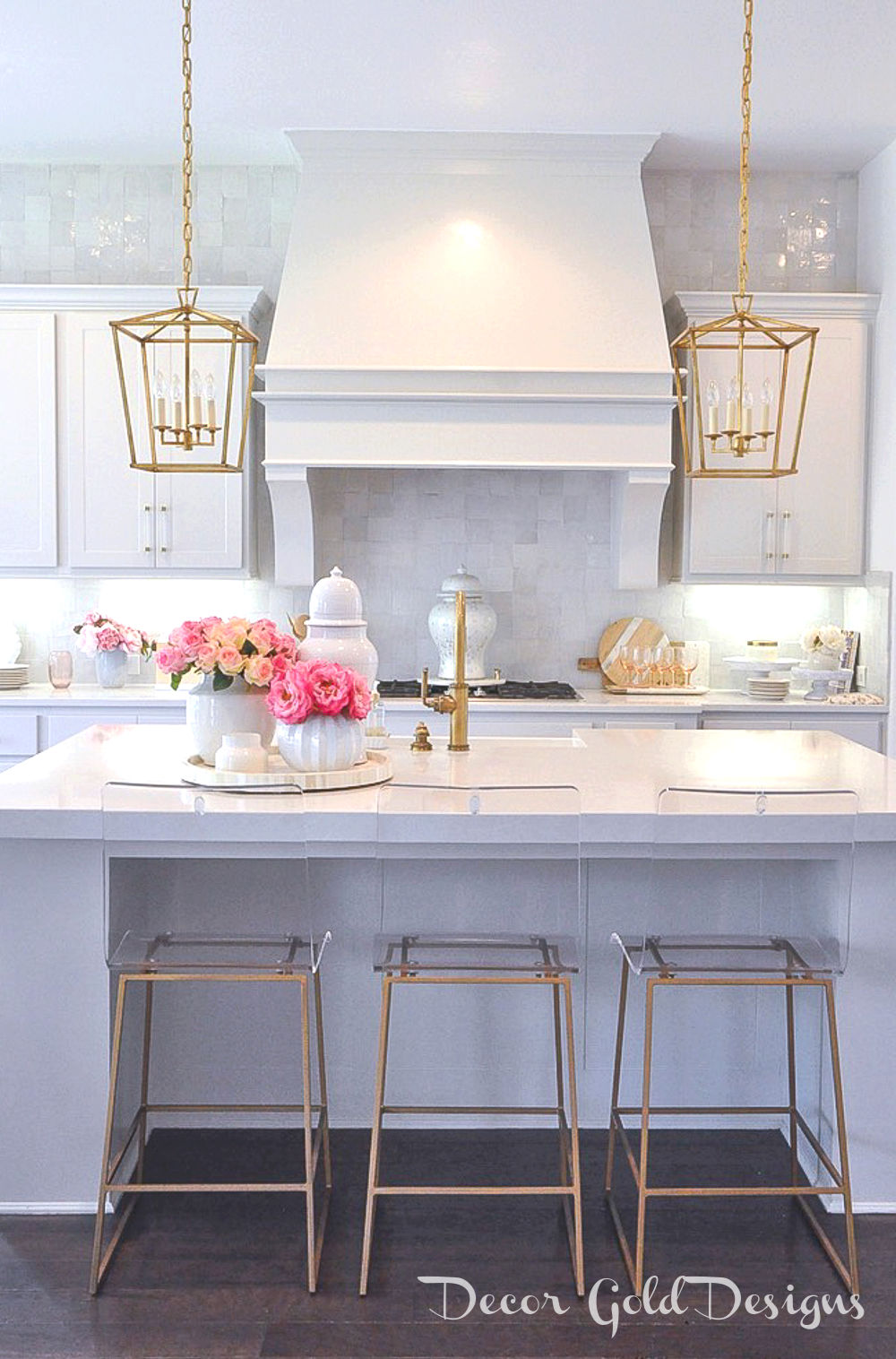Spring home tour bright white kitchen gold accents