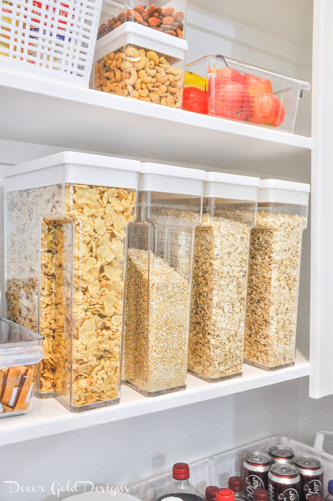 Organized pantry cereal containers