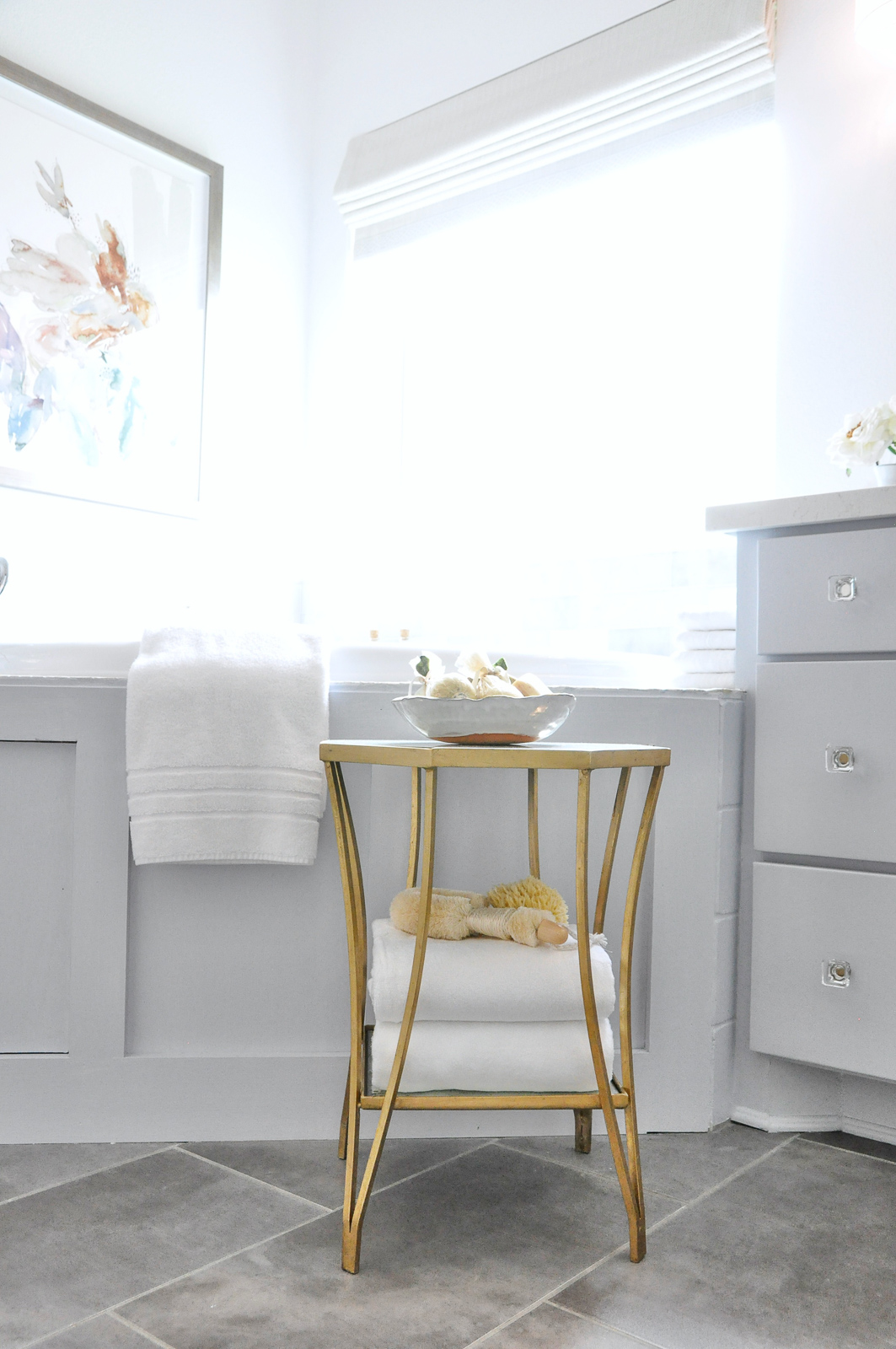 Master bathroom gold table tub