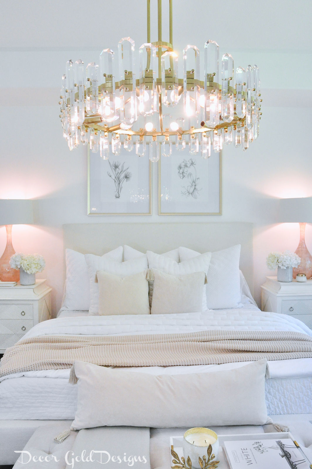 Master bedroom questions answers white blush beautiful chandelier