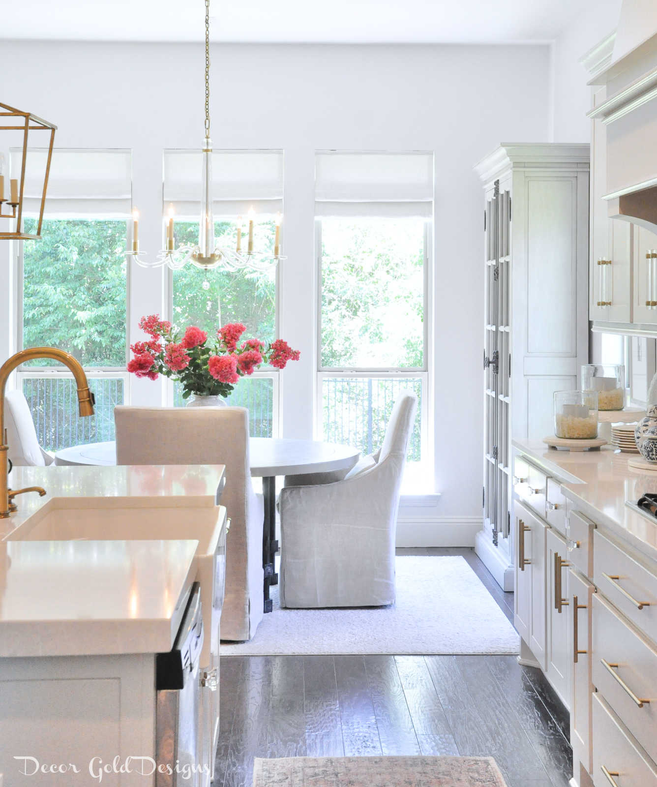 Summer home tour bright white kitchen breakfast nook