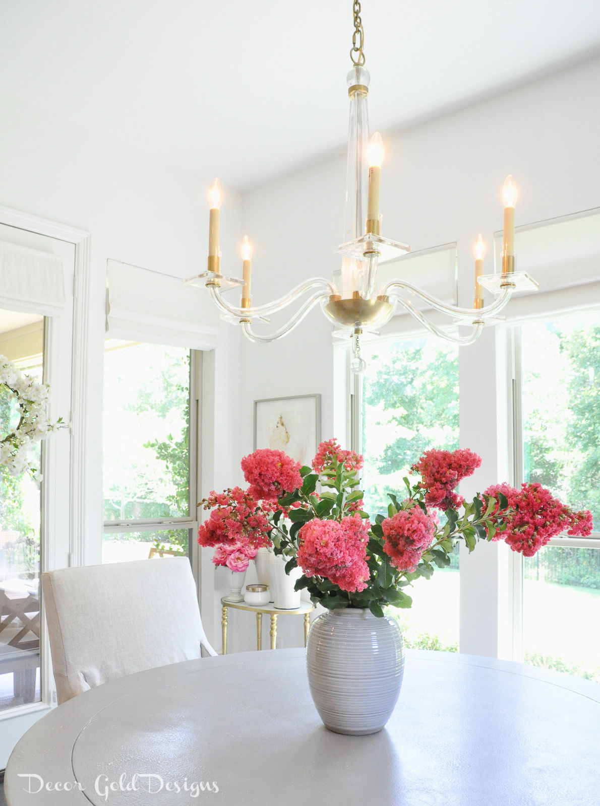 Summer home tour vase crepe myrtle branches