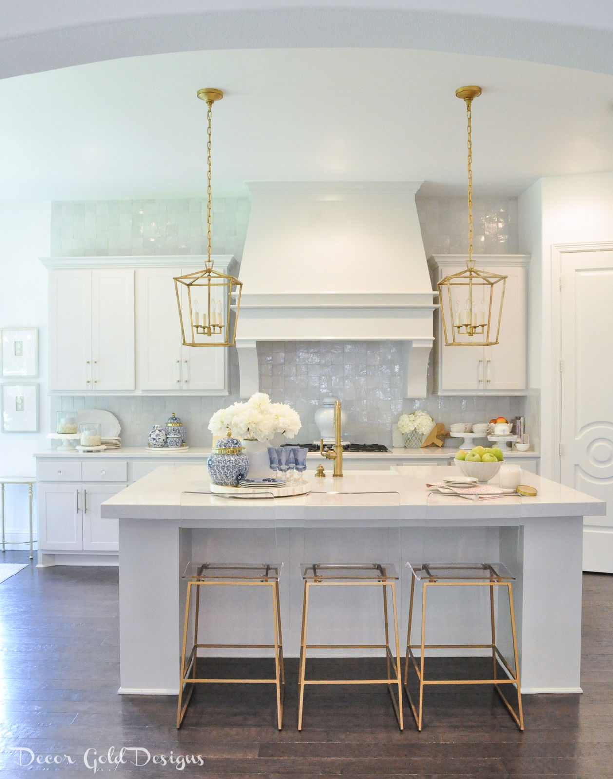 Summer home tour kitchen blue white decor