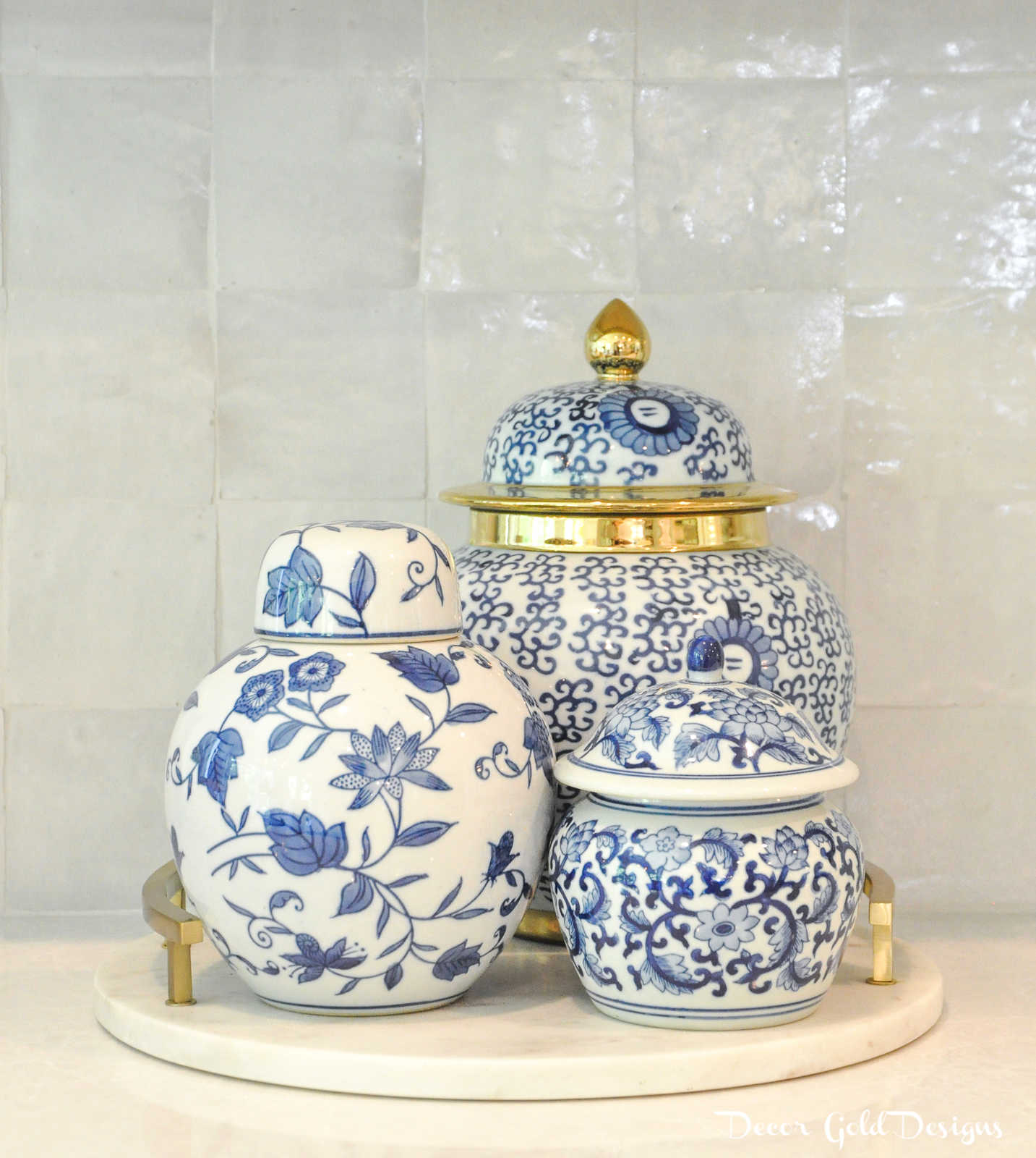 Summer home tour blue white ginger jars