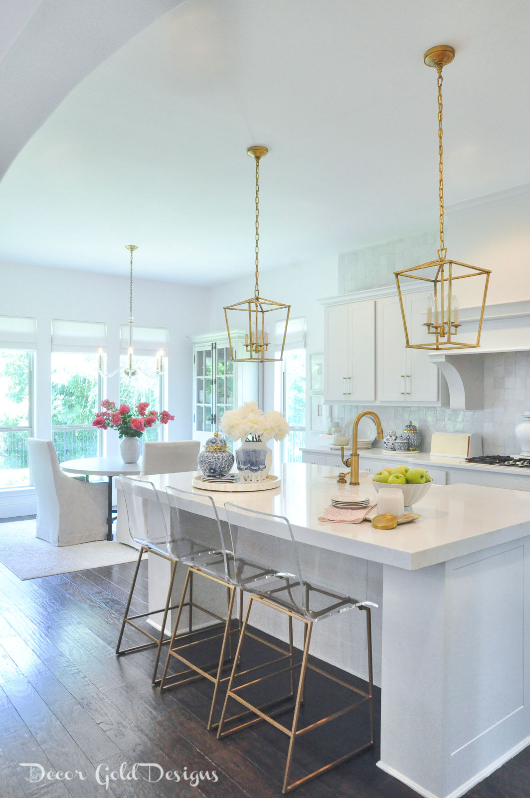 Summer home tour kitchen blue white decor