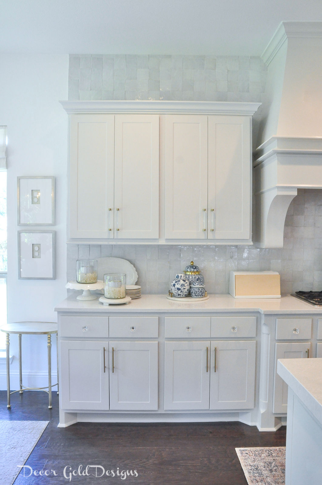 Summer home tour white kitchen blue white decor