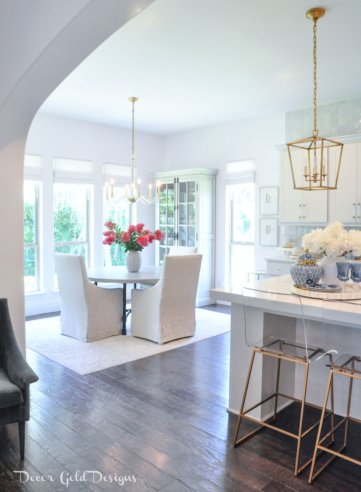 Summer home tour bright white kitchen breakfast nook