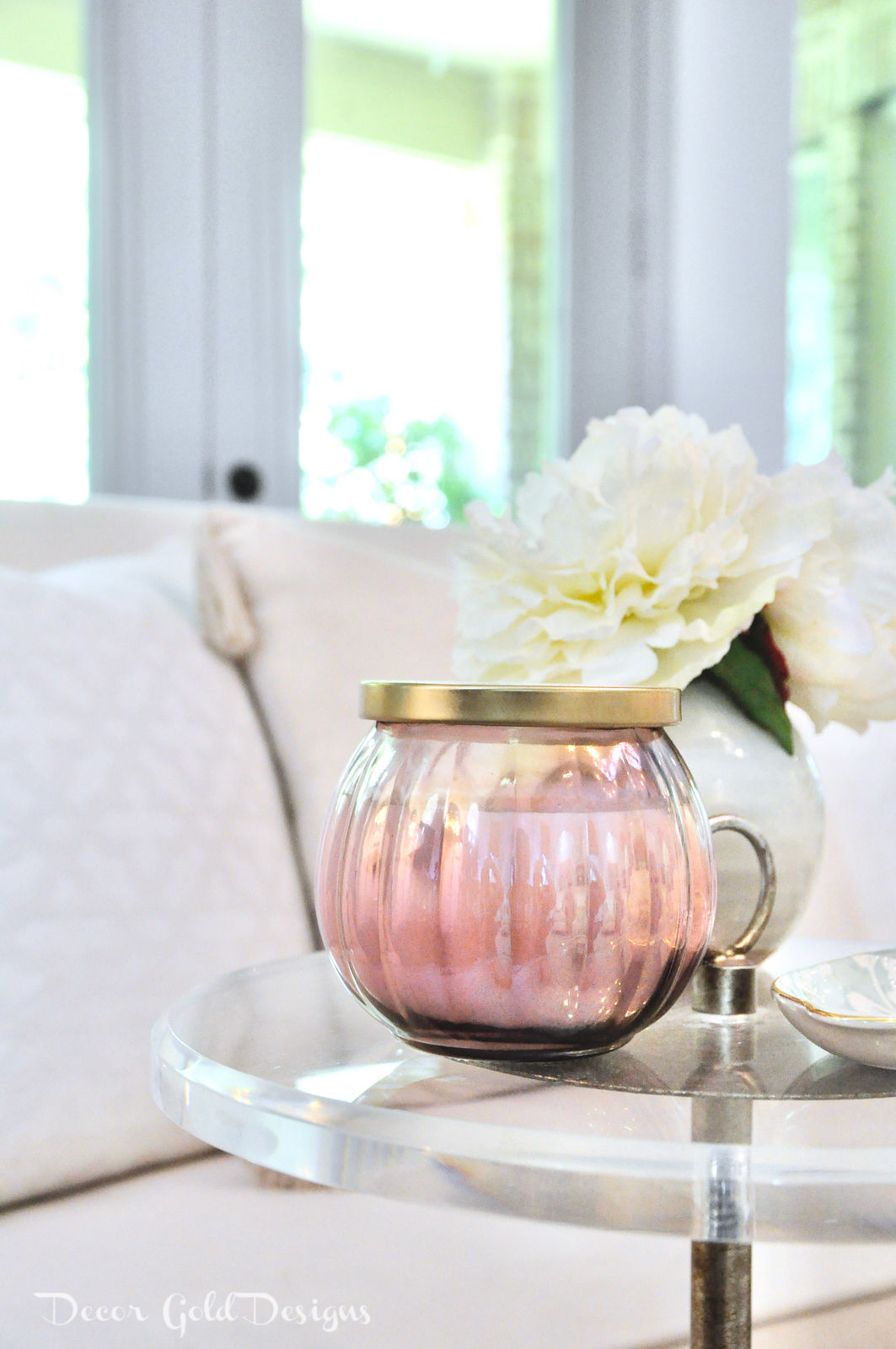 Summer home tour living room decor blush candle