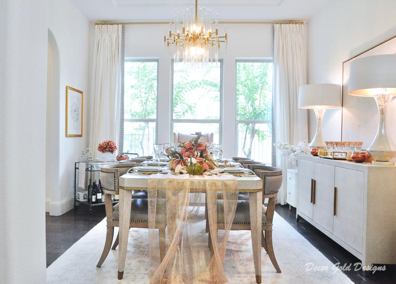 Elegant fall home decorating transitional dining room