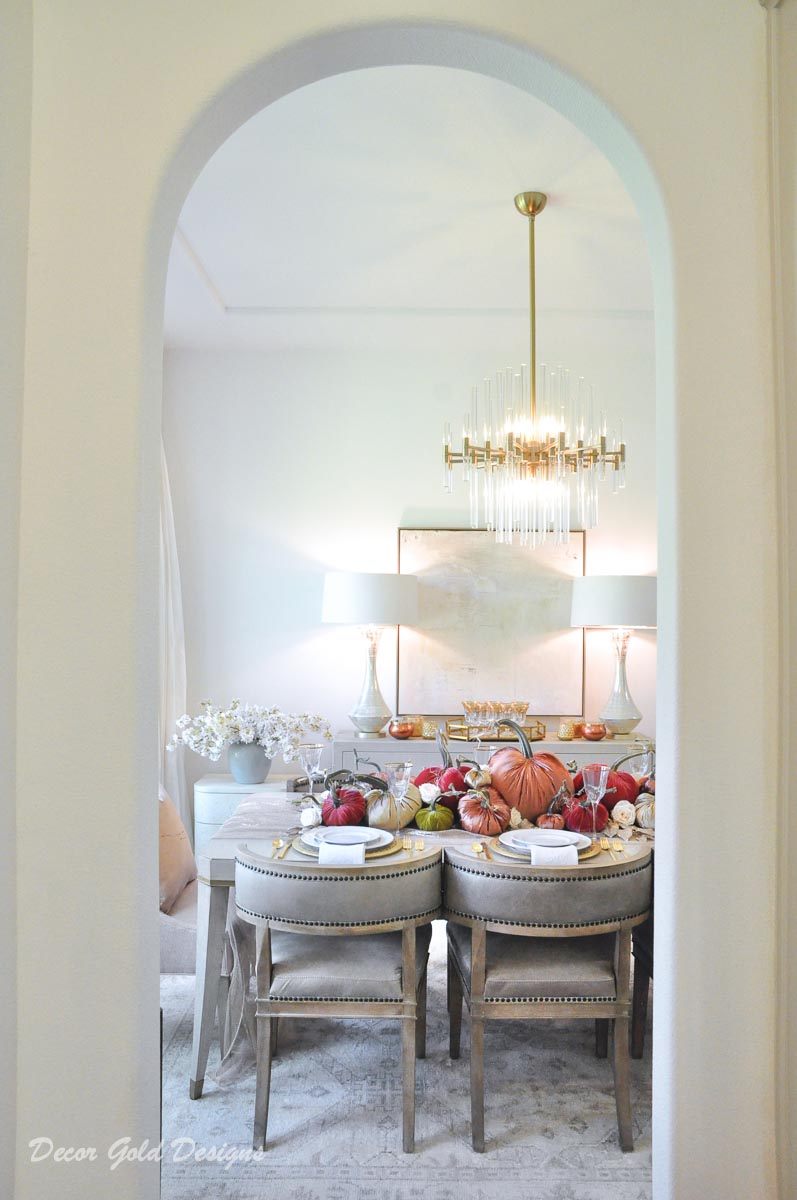 Elegant fall home decorating transitional dining room