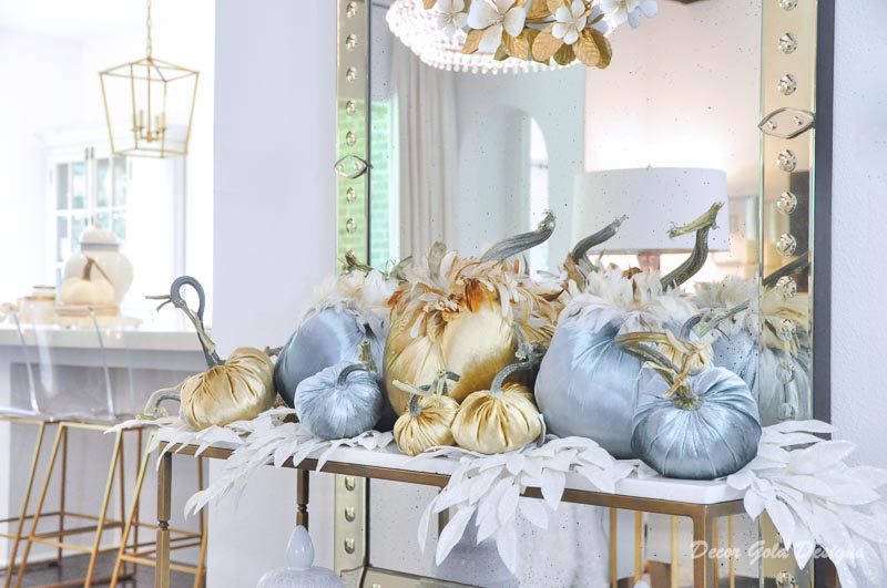 fall home tour soft blue gold