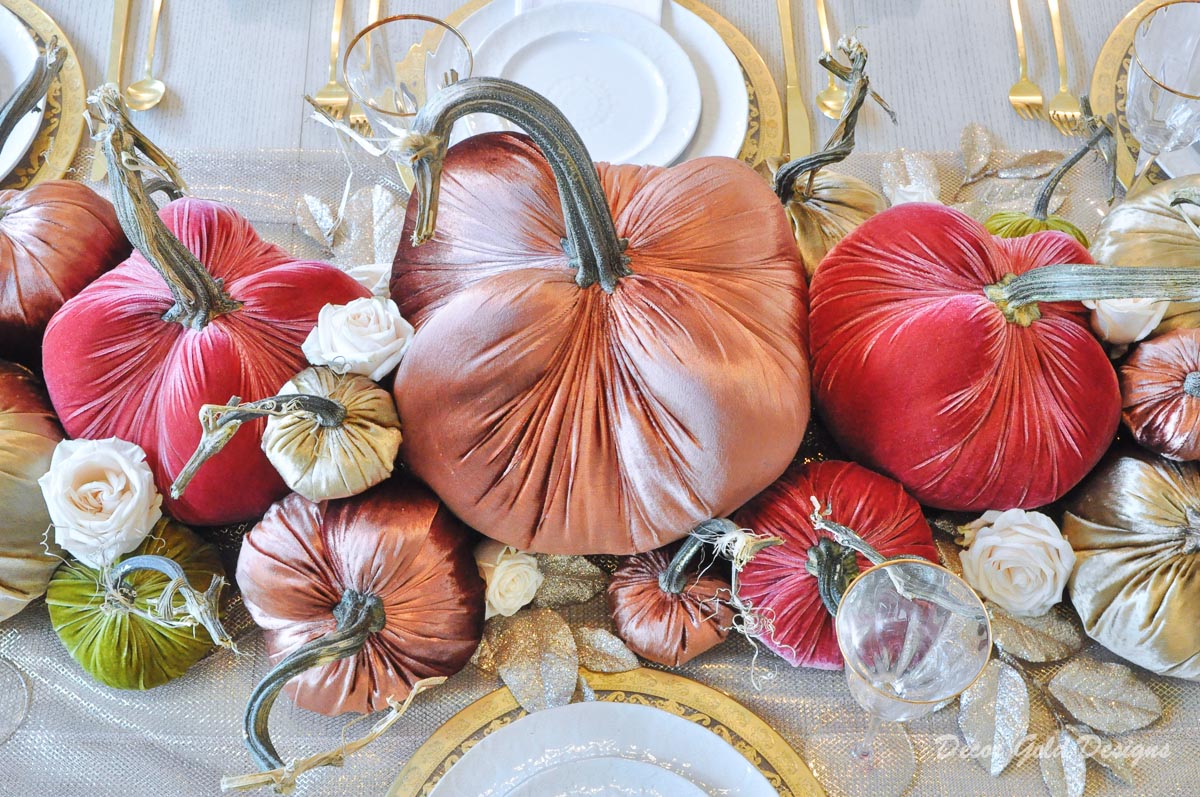 Elegant fall home decorating ideas tour velvet pumpkin tablescape gorgeous