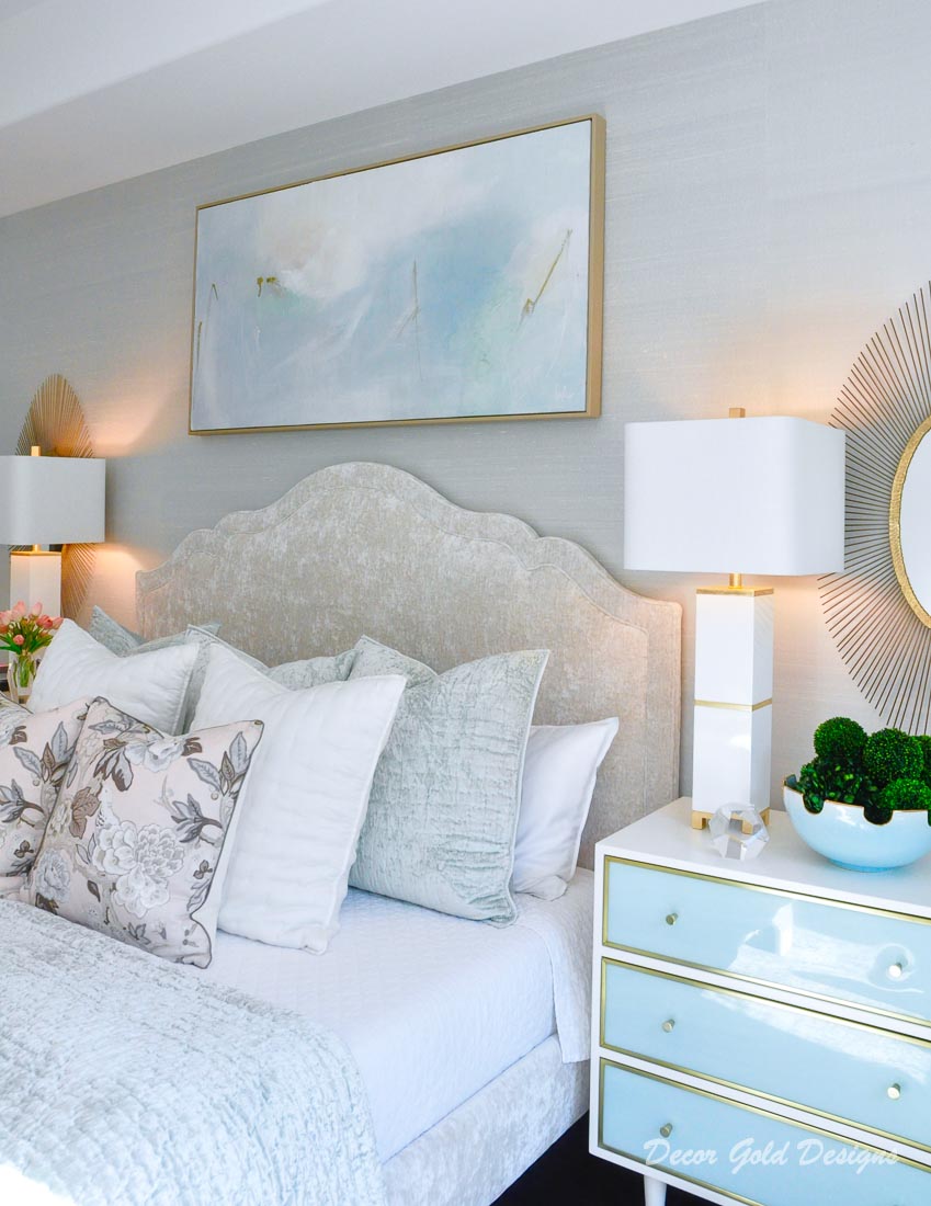 Southern glam master bedroom reveal silk wallpaper