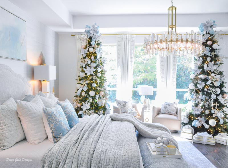 Christmas bedroom pastels two beautiful trees