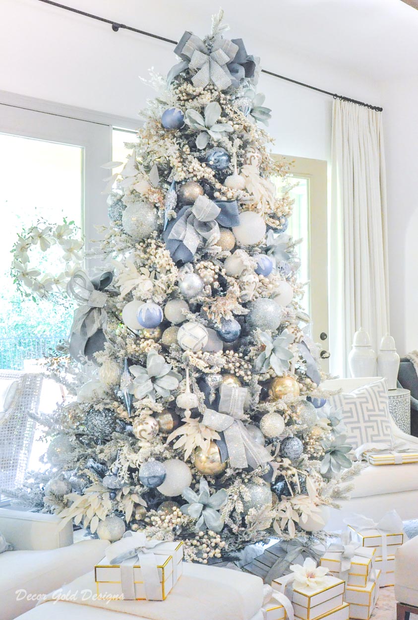 Glamorous White, Gold, and Silver Christmas Tree