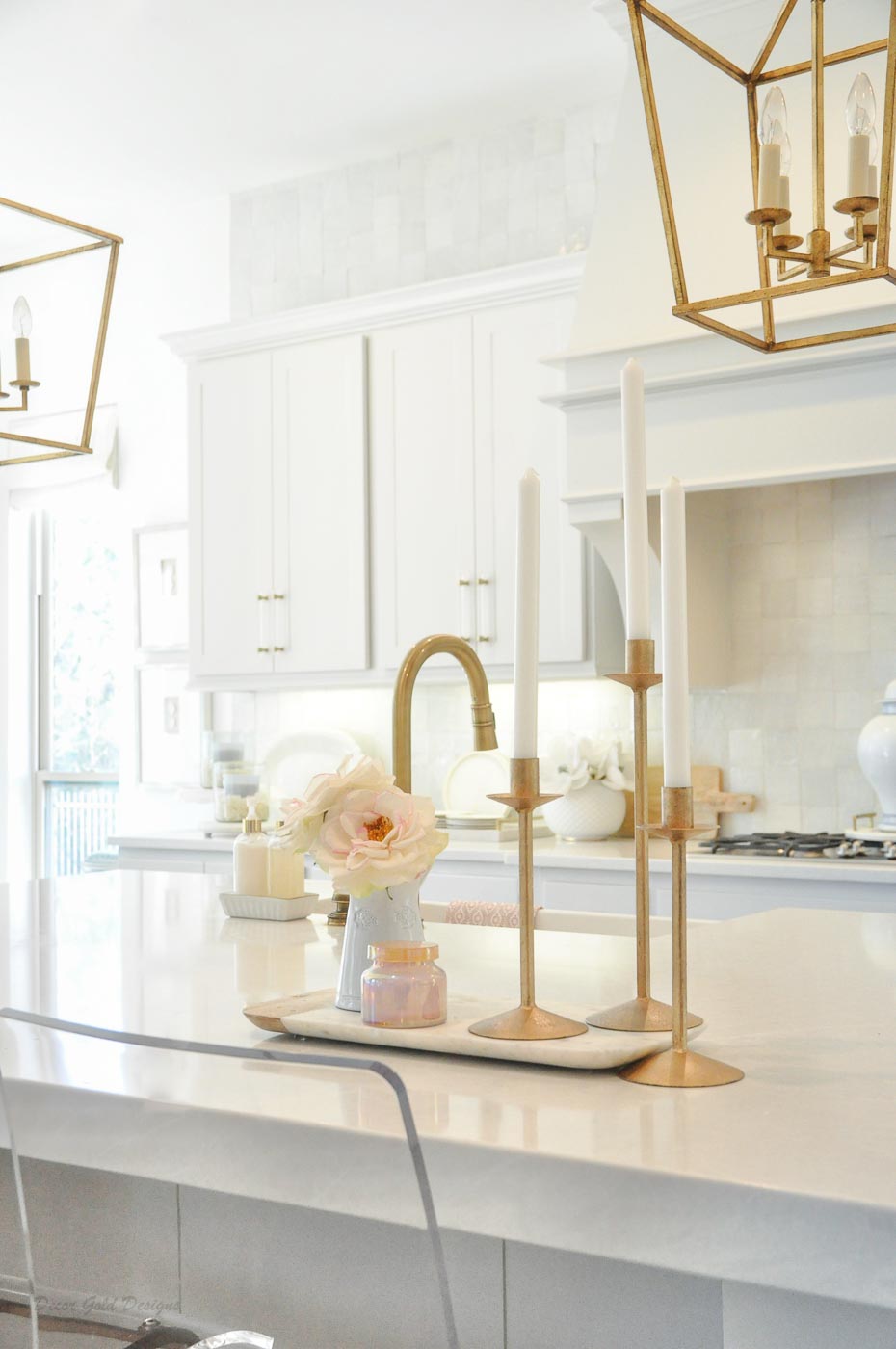 Winter white gold kitchen pretty counter decor