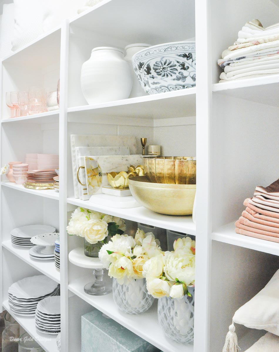 Entertaining closet white blush gold