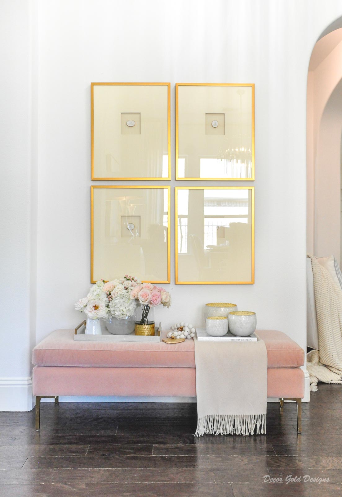 Spring home tour entryway blush pink gold 